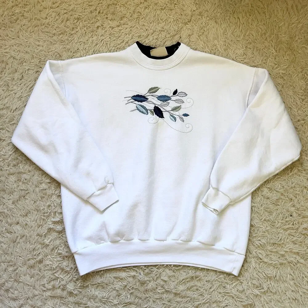 Vintage 1980s Top Stitch by Morning Sun White Crewneck Sweatshirt Size Large